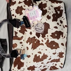 CHARMES Women's Leather Cow print Satchel